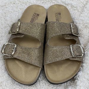 White Mountain Footbed Sandals Gold Silver
